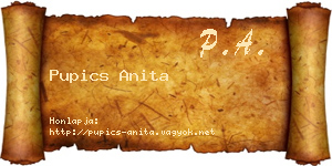 Pupics Anita névjegykártya